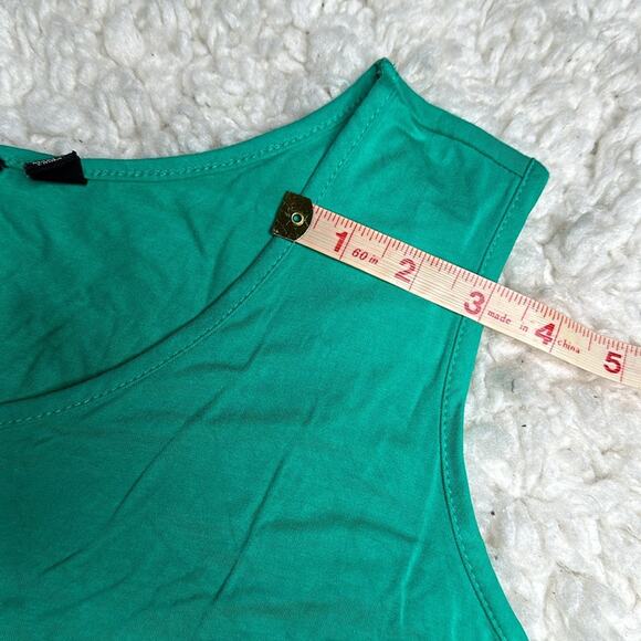 Susan Graver Teal LagenLook Tank Top Handkerchief Hem Line Plus Size Flowy - Picture 4 of 8